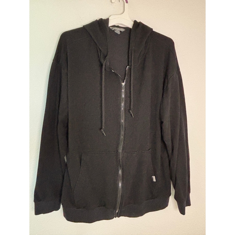 Eddie Bauer Mens XL Full Zip Hoodie Black Fleece Hooded Sweatshirt Jacket